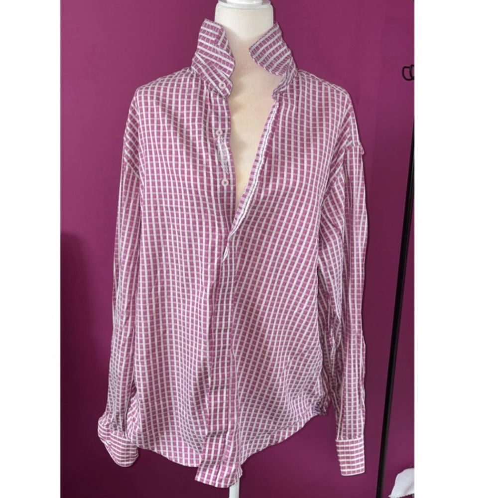 MENS Robert Graham Pink and White Checkered Button-Up Shirt - Picture 3 of 10